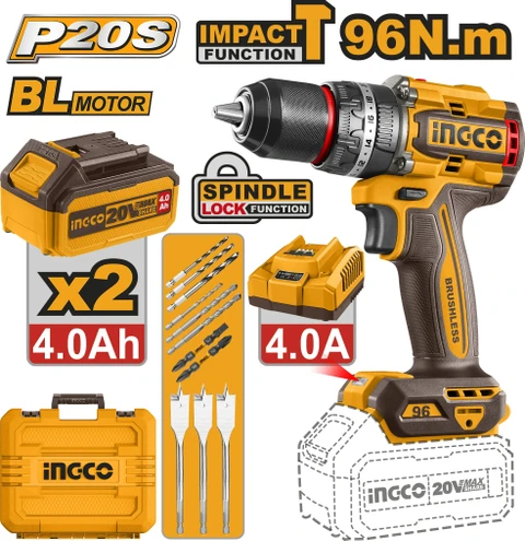 Perceuse visseuse sans fil 20 V- 96 Nm INGCO