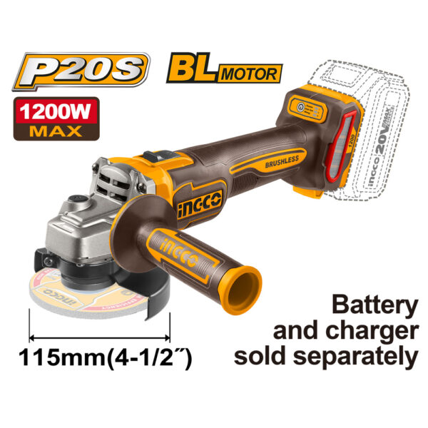 Meuleuse d'angle 20V Brushless 1200W INGCO