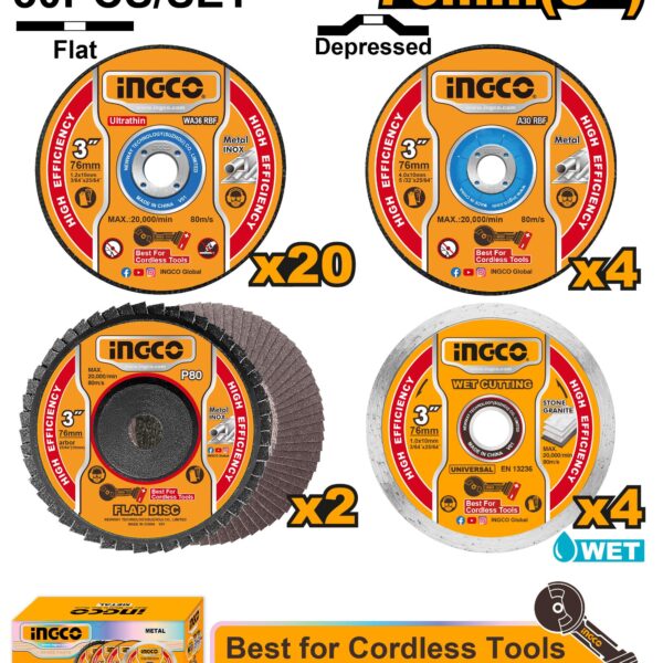 Jeu de disques de coupe et de meulage