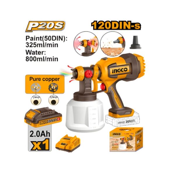 Pistolet pulvérisateur sans fil INGCO