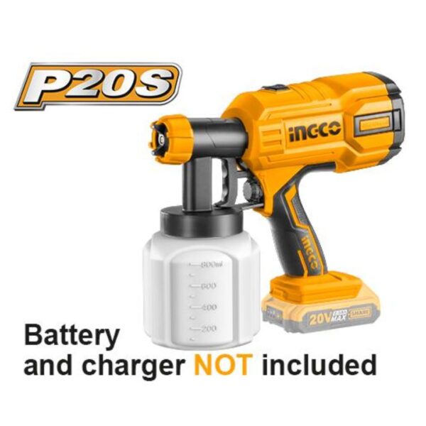 Pistolet à peinture sans fil 20V batterie et chargeur NON inclus