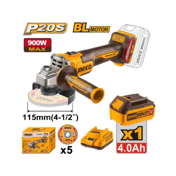 Meuleuse angulaire sans fil 900W INGCO