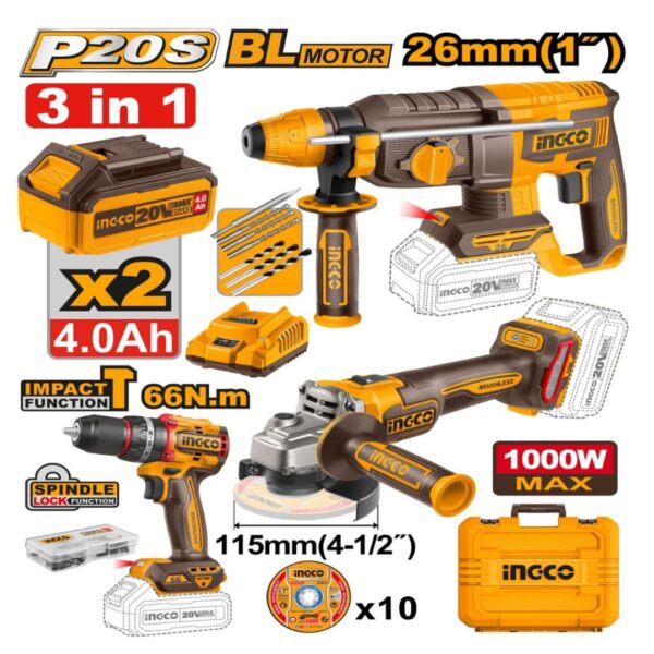 Kit combiné sans fil de 3 outils INGCO