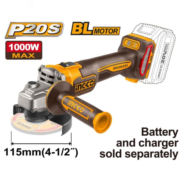 Meuleuse angulaire 20V sans fil 1000 W INGCO