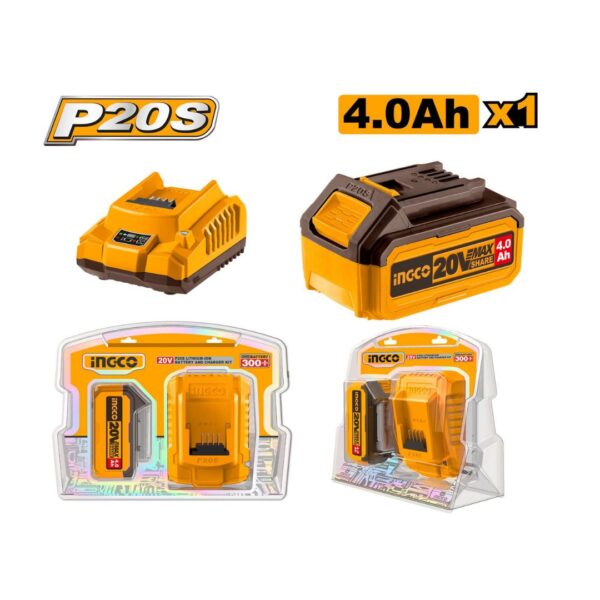 Pack 1 Batterie 20V 4Ah + 1 chargeur rapide INGCO