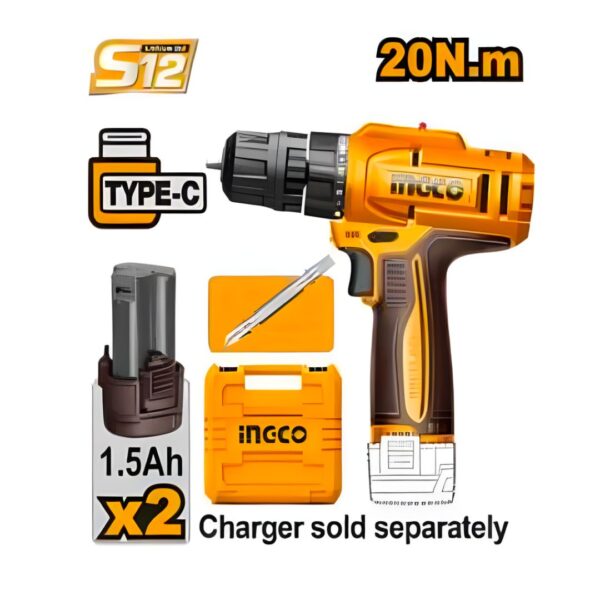 Perceuse sans fil 12V 20N.m INGO