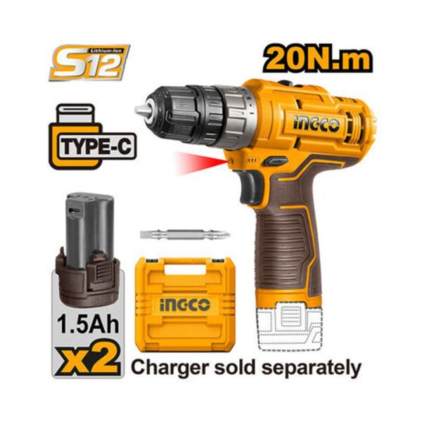 Malette Visseuse 12V 2 batteries 20Nm TypeC INGCO