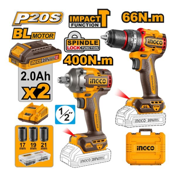 Kit combiné sans fil 2 pièces 20V INGCO