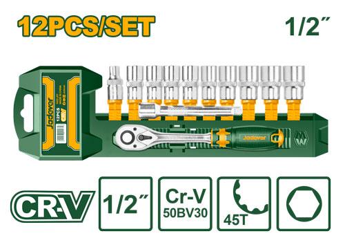 Jeu de douilles 1/2″ 12 Pcs Jadever JDST2212