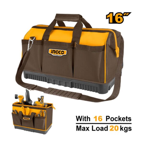Sac à outils 16" 16poches base renforcée INGCO