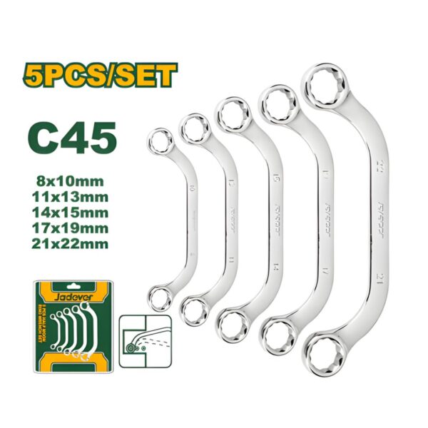 Jeu de 5 clés annulaires demi‑lune 8–22 mm JADEVER JDFR3405