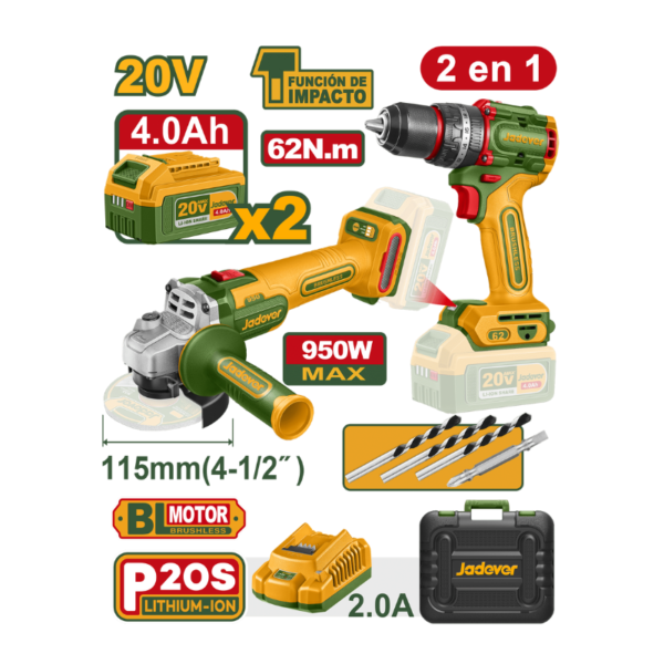 Kit combiné sans fil 2 pièces 20V JADEVER