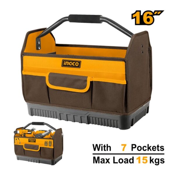Sac à outils ouvert 16" poignée métal HTBGL04 INGCO