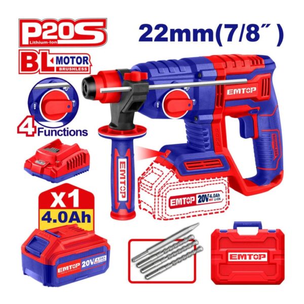 Marteau perforateur 26mm sans fil 20V + 1 Batterie 4.0Ah IMTOP