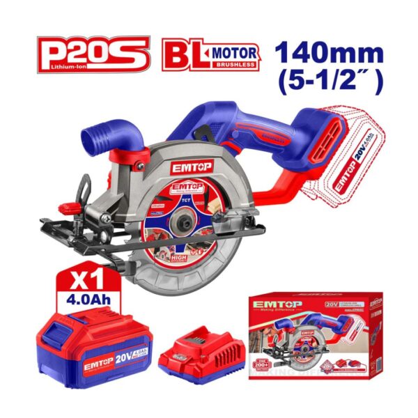 Scie circulaire 140mm sans fil 20V + Batterie 4.0Ah IMTOP